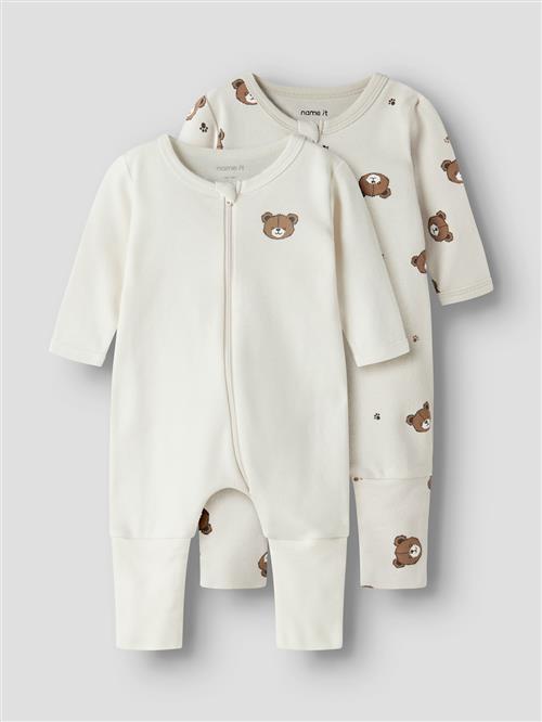 Name It Bear 2-pak Pyjamas Pumice Stone  Pumice Stone 74 cm  Beige  74 cm  Drenge, Piger