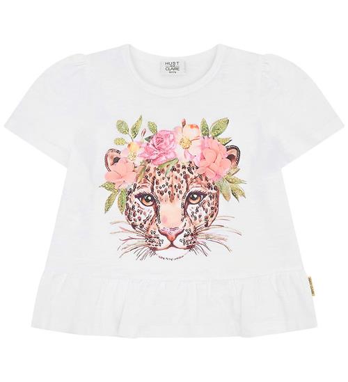 Hust and Claire T-shirt - Alma - Hvid m. Leopard