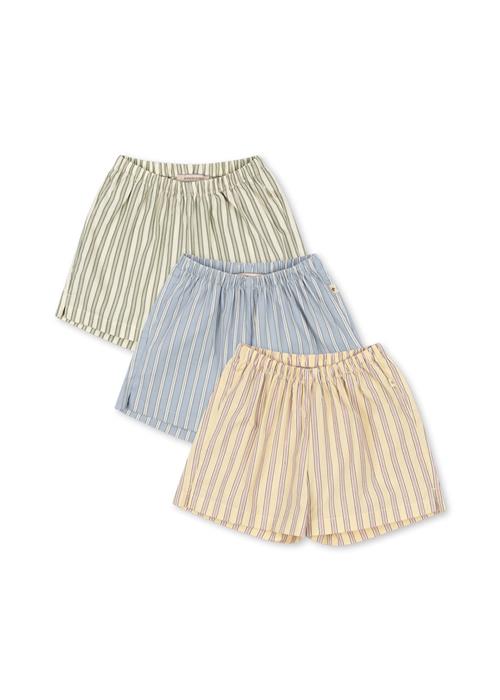 Konges Sløjd GOTS Azur 3-pak Shorts Soleil Bleu Basil Stripe  Soleil Bleu Basil Stripe 4 Y  Hvid  4 år  Drenge