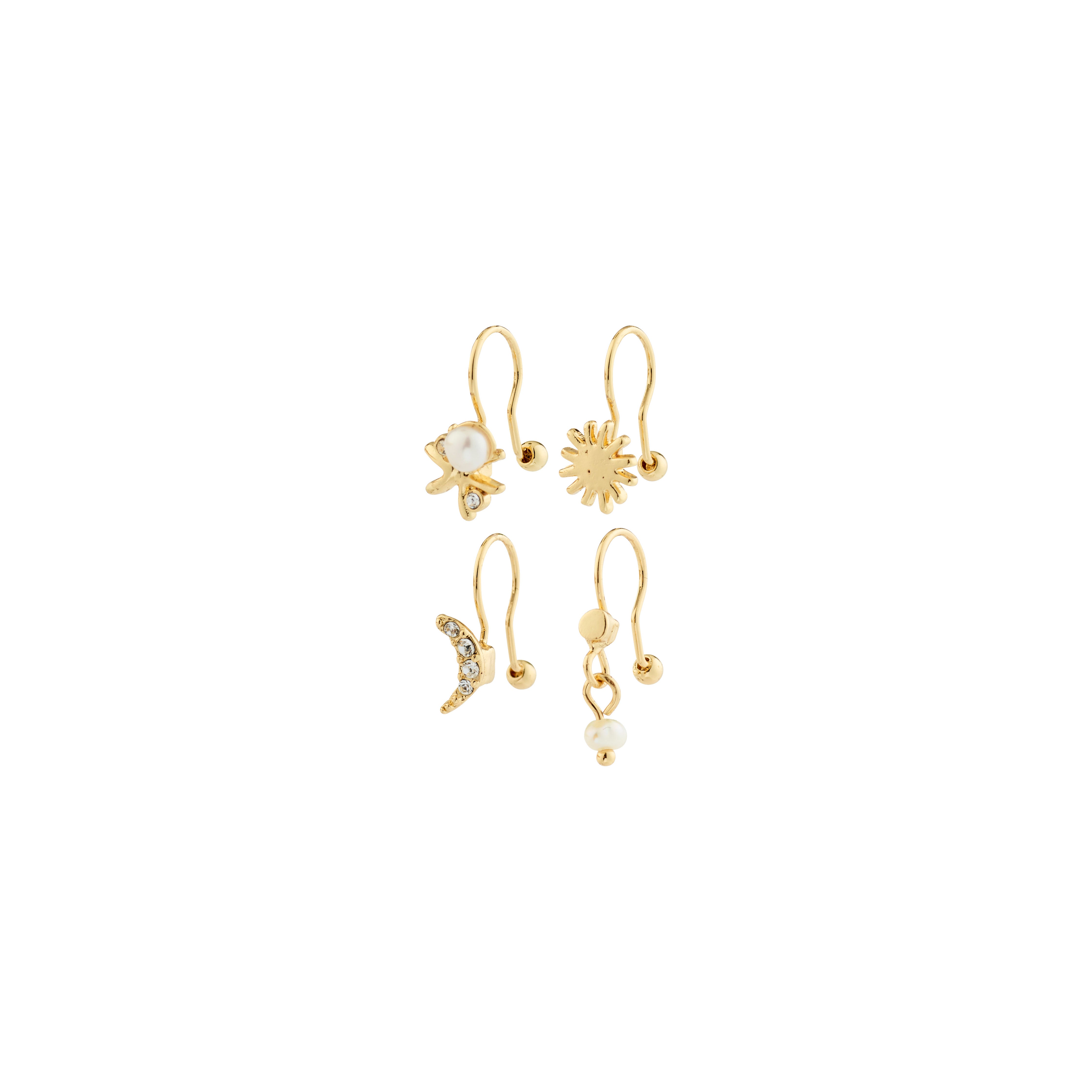Pilgrim EVON ear cuff 4-i-ét sæt, guldbelagt