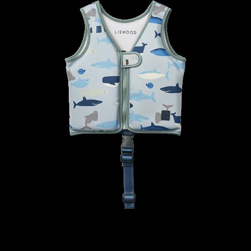 Liewood Dove Svømmevest Shark / Dove Blue  Shark / Dove Blue-11-15 kg  Blå  11-15 kg  Drenge, Piger