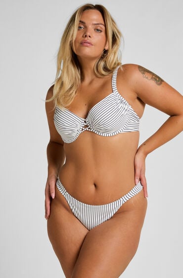 Hunkemöller Highleg Bikinibund Stripes Hvid