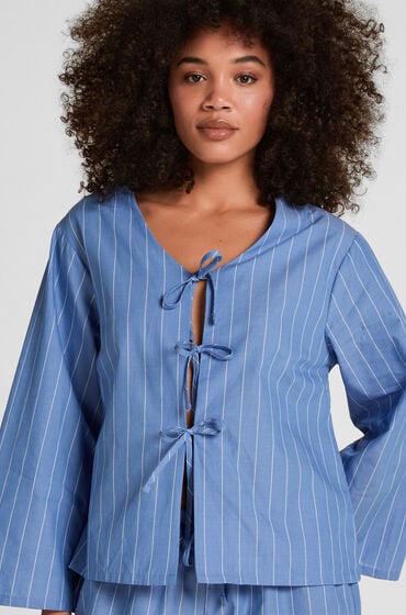 Hunkemöller Stribet Pyjamas Jakke Blå