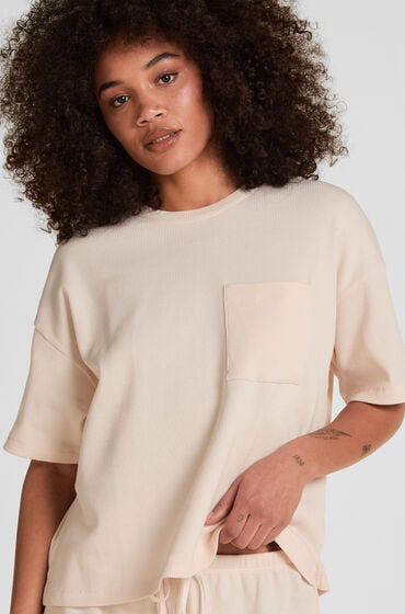 Hunkemöller Pyjama Top Waffle Lyserød