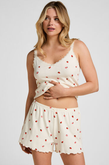 Hunkemöller Pyjama Short Pointelle Hvid