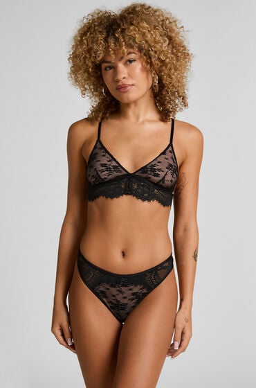 Hunkemöller Lou g-streng med høj benudskæring Sort