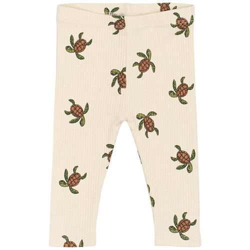 The New Siblings GOTS Owen Ribbede Leggings White Swan Aop White Swan  56 cm  Hvid  56 cm  Drenge