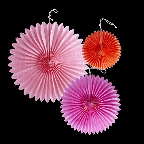 RICE 3-pak Festvifter Af Papir Pink and Red  Pink One Size  Lyserød  One Size  Drenge, Piger