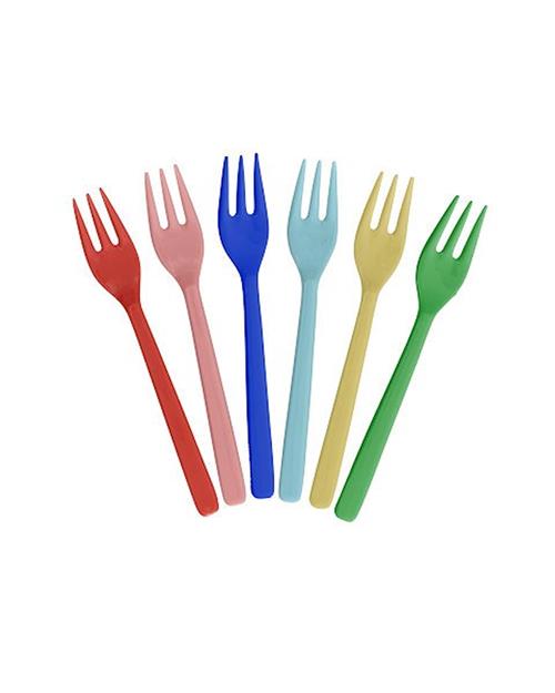 RICE Sæt Med 6 Melamin-kagegafler Multicolor  Multicolor One Size  Rød  One Size  Drenge, Piger