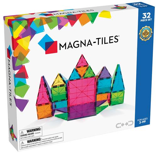 Magna-Tiles MAGNA-TILES Clear Colours 32 stk One Size  Hvid  One Size 3+ Years Drenge, Piger