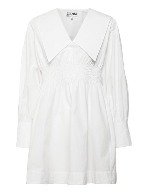 GANNI | Cotton Poplin V-Neck Smock Mini Dress | 38