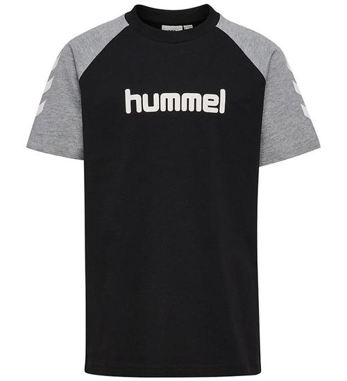 Hummel T-Shirt - hmlJR LOGO - Sort/Grey Melange