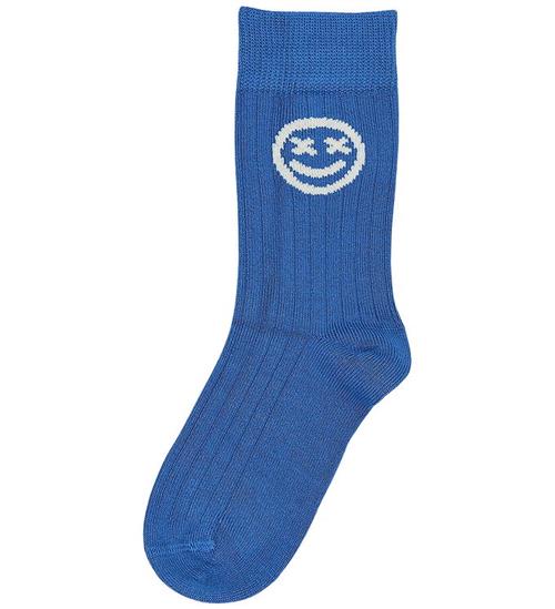 MiniPop Strømper - Bambus - Bluing m. Smiley