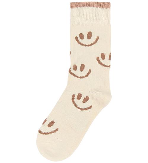 MiniPop Strømper - Bambus - Cloud Dancer m. Smileyer