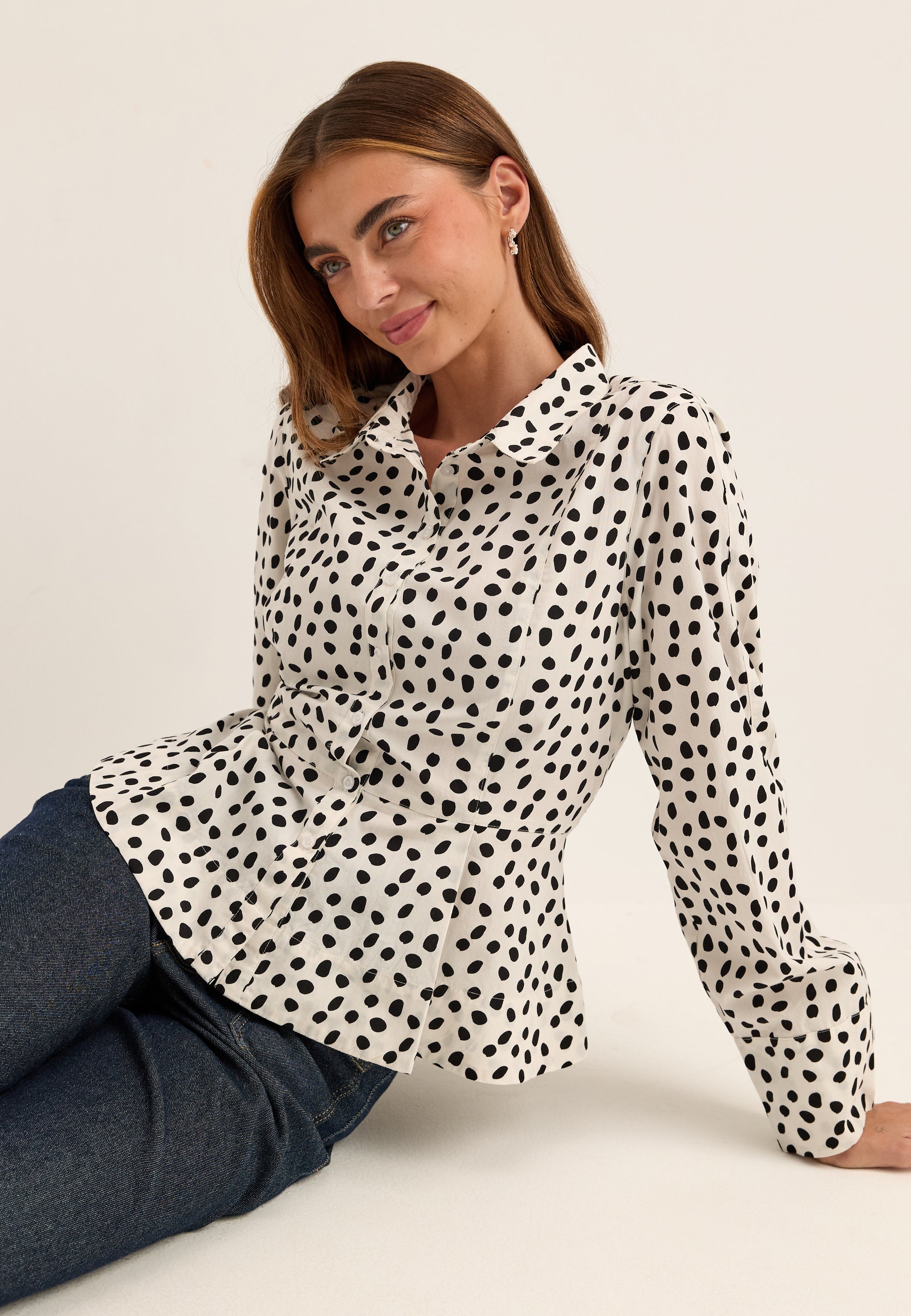 BUBBLEROOM Peplum Cotton Shirt