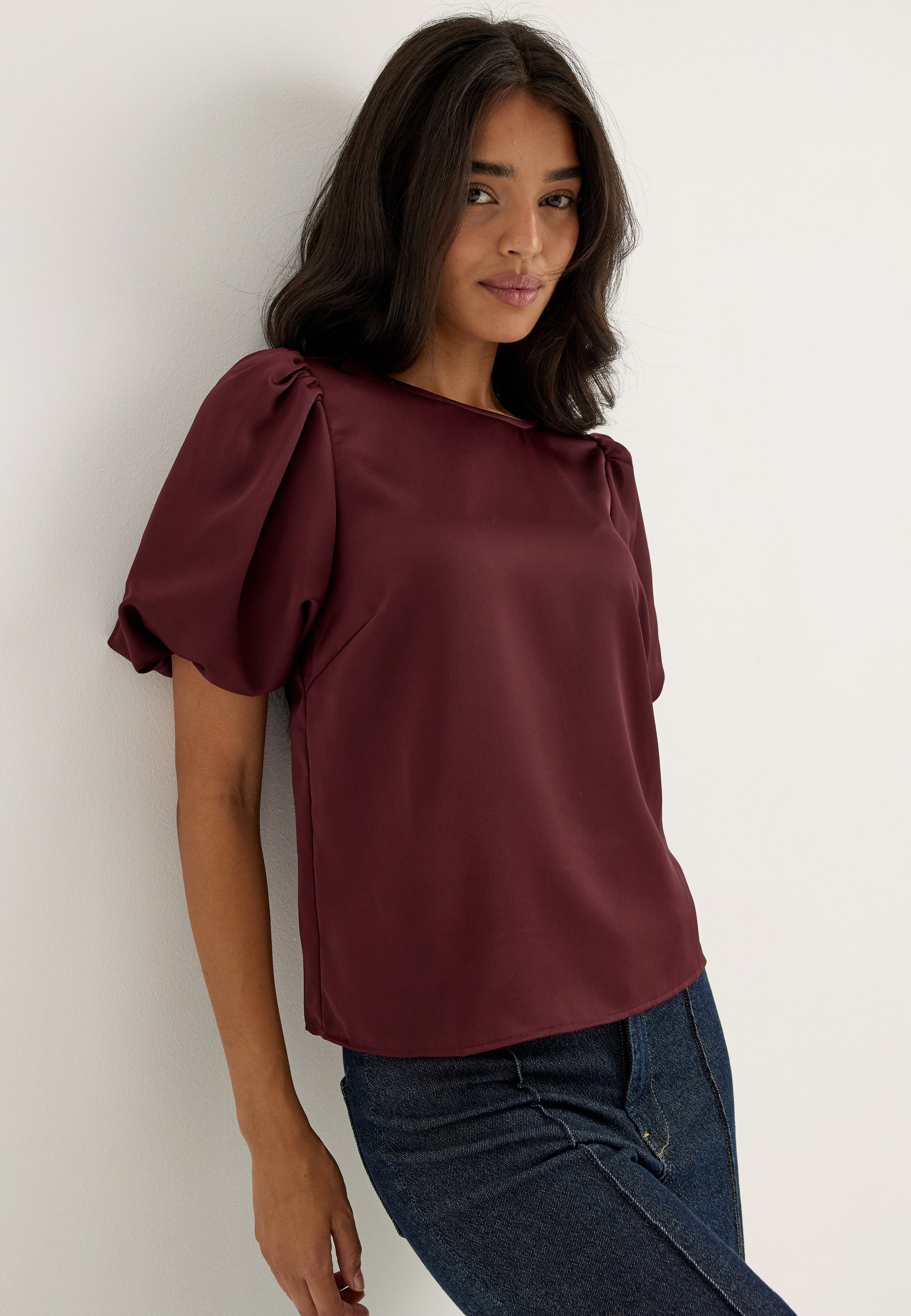 VILA Viellette 2/4 SATIN PUFF TOP