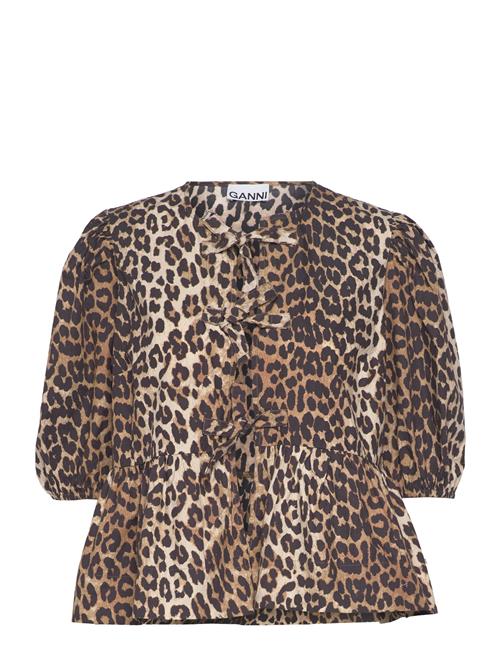Ganni | Printed Cotton Poplin Peplum Blouse | 34