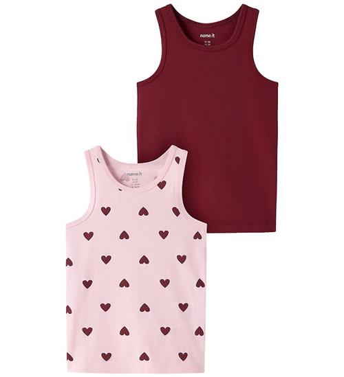 Name It Undertrøjer - NmfTank - 2-pak - Parfait Pink/Rumba Red