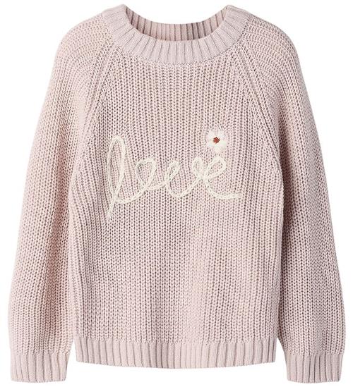 Lil Atelier Bluse - Strik - NmfEmlen - Hushed Violet m. Broderi