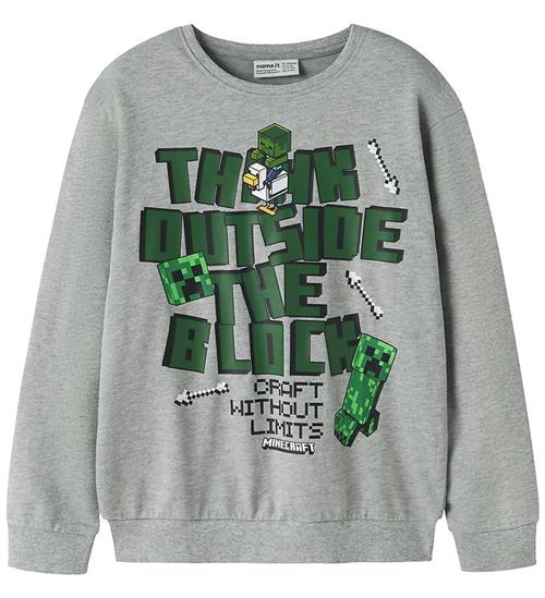 Name It Sweatshirt - NkmJacks - Minecraft - Gråmeleret