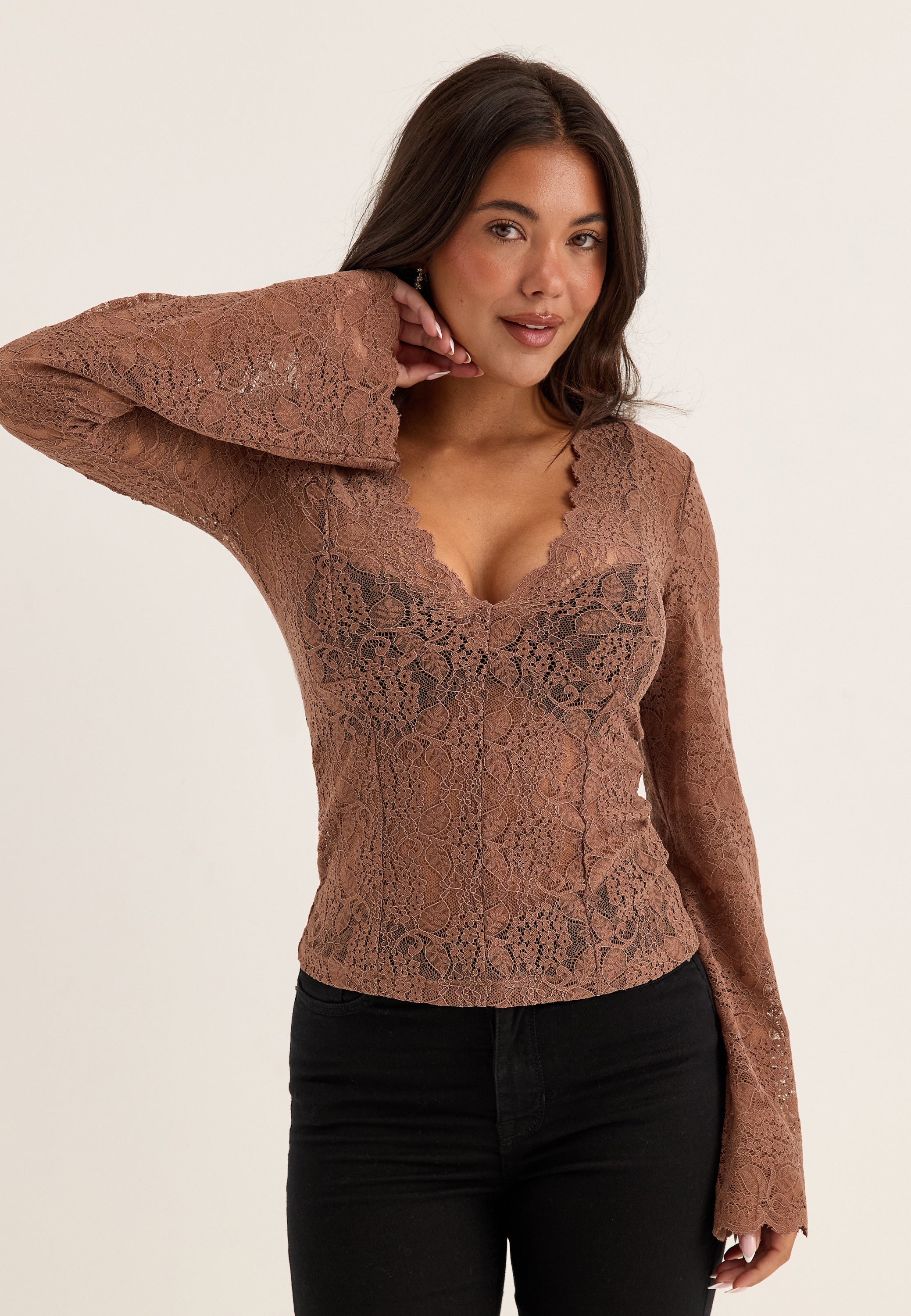 BUBBLEROOM Long Sleeve Lace Top