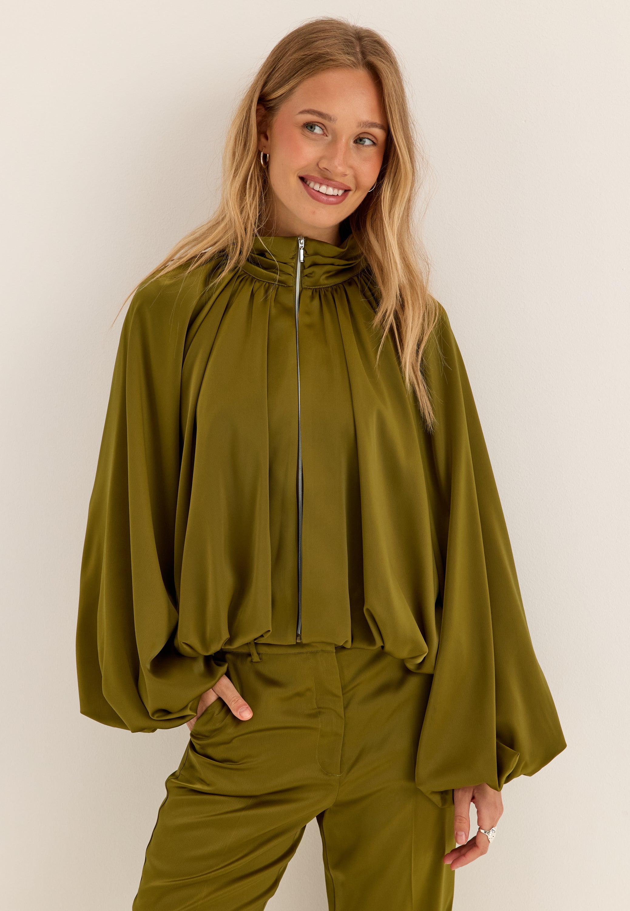 BUBBLEROOM OCCASION Bubble Hem Satin Jacket