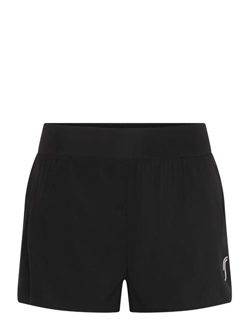 RS Sports | Women's Performance Court Shorts - 2 In 1 With Ball Pockets (Black/White,L,St) | L