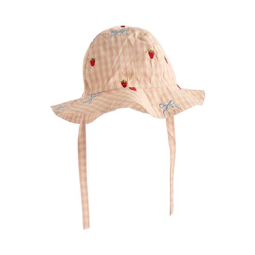 Flöss Dolly Solhat Med Sløjfe Berry Bow Gingham  Berry Bow Gingham 9-24m  Lyserød  9-24m  Piger