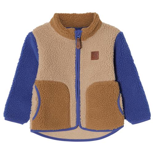Kuling Austin Pile Fleecejakke Sand Blocking  Blue/Caramel/Sand Blocking-122 cm  Beige  122 cm  Drenge, Piger