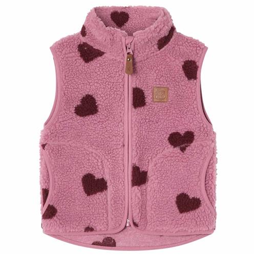 Kuling Austin Pile Fleece-vest Hearts  122 cm  Lilla  122 cm  Drenge, Piger