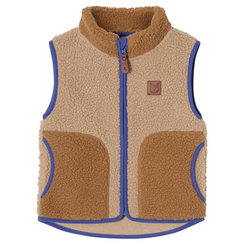 Kuling Austin Pile Fleecevest Sand Blocking  Blue/Caramel/Sand Blocking-116 cm  Beige  116 cm  Drenge, Piger