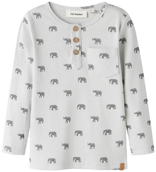Lil Atelier Bluse - Rib - NmmLavo - Glacier Gray/Elephant