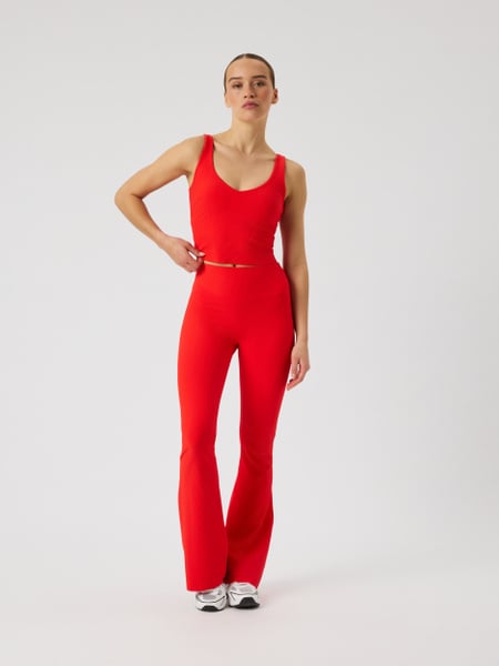 Björn Borg Studio Ribbed Flare Tights Regular Rød, XL