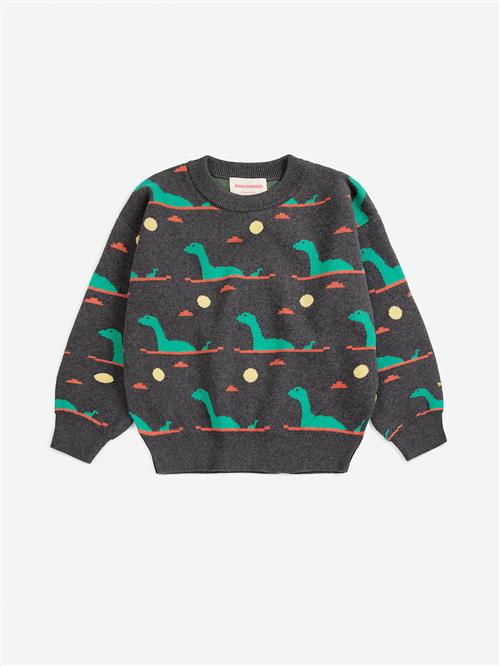 Bobo Choses Lake Monster Jacquard-trøje Dark Heather Grey  Dark Heather Grey 2-3 Y  Grå  2-3 år  Drenge