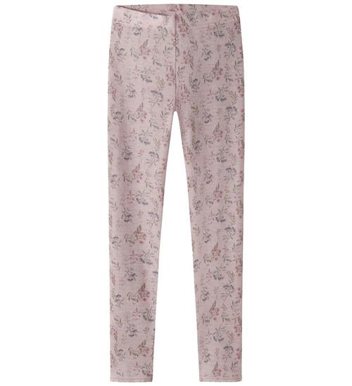 Name It Leggings - Uld - NkfWang - Violet Ice/Flowers + Leaves