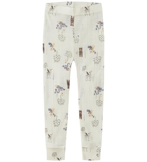 Name It Leggings - Uld - Rib - NmmWang - Snow White/FOREST ANIMA