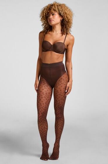 Hunkemöller Strømpebukser 15 Denier Leopard Brun