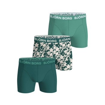 Björn Borg 3P Cotton Stretch Boxer 1565 Grøn Mønster bomuld X-Large Herre