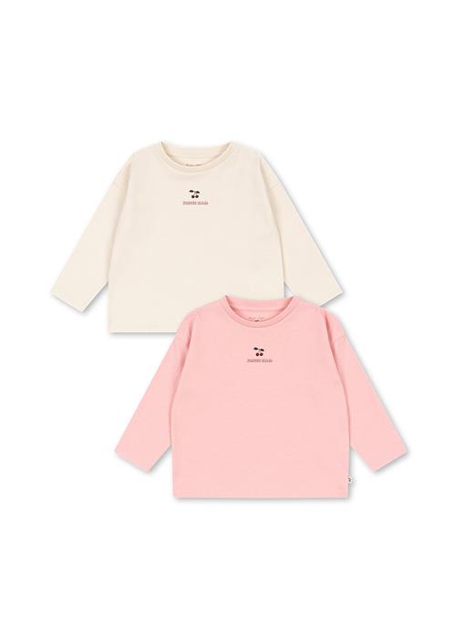 Konges Sløjd 2-pak Langærmede T-shirts Pink Dolphin Antique White  Pink Dolphin/Antique White-18M  Hvid  18 måneder  Piger