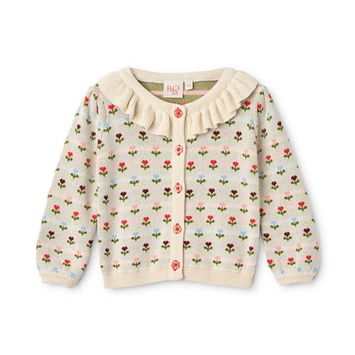 Flöss Annabelle Cardigan Cream Multi Floral  Cream Multi Floral 116 cm  Creme  116 cm  Piger