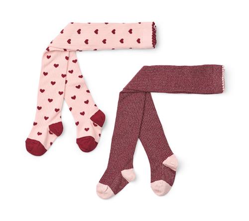 Flöss Vera 2-pak Strømpebukser Cranberry-Pink Glitter  Cranberry-Pink Glitter 134/140 cm  Lyserød  134/140 cm  Piger