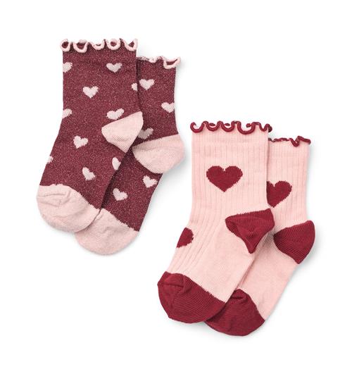 Flöss Vigga 2-pak Sokker Cranberry Heart Mix  Cranberry Heart Mix  29-32 EU  Rød  29-32 EU  Drenge, Piger