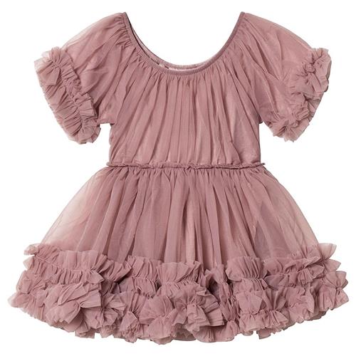 DOLLY by Le Petit Tom Kjole med flæser Mauve Mauve-1-3 Y  Lyserød  1-3 år  Piger