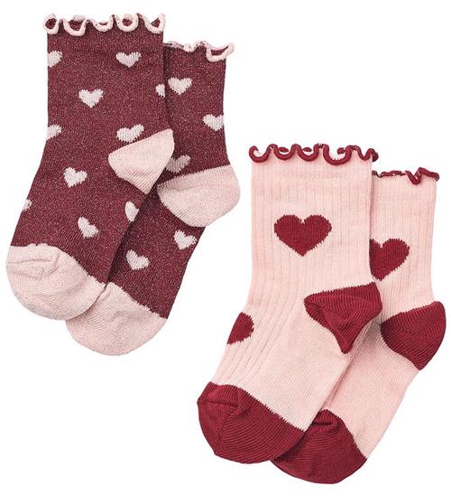 Flöss Strømper - 2-pak - Vigga - Cranberry Heart Mix