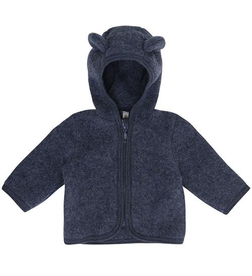 Huttelihut Cardigan - Uldfleece - Ombre Blue Melange m. Ører