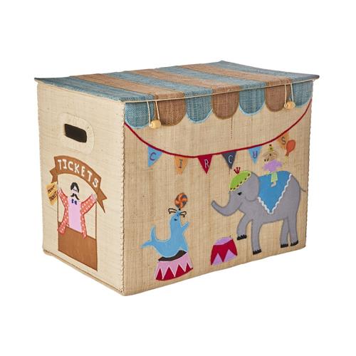RICE Stor Opbevaringsboks Af Raphia Circus Theme  Circus Theme One Size  Beige  One Size  Drenge, Piger