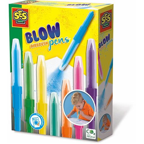 SES Creative Airbrush Blow Pener Yellow-5-10 Y  Gul  5-10 år  Drenge, Piger