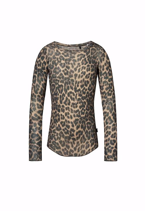 Molo Rihanna Wool T-Shirts Long Sleeves Brushed Leo Brushed Leo 110/116 cm  Sort  110/116 cm  Piger