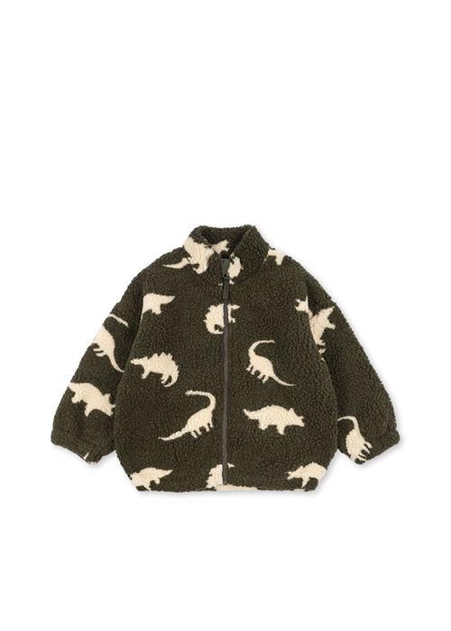 Konges Sløjd Jody Fleecejakke Med Pelskant Dino Silhouette  Dino Silhouette-3Y  Grøn  3 år  Drenge