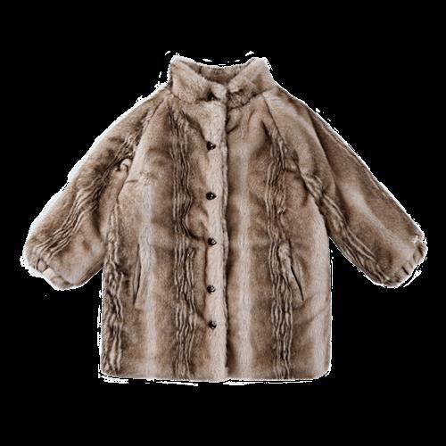 Donsje Amsterdam Mila Jakke Soft Taupe Striped Teddy  Soft Taupe Striped Teddy-4-5 Y  Brun  4-5 år  Piger